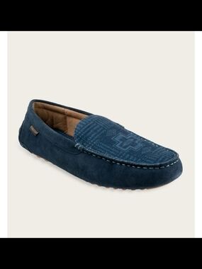 Pendleton  MEN'S HARDING Blue Suede Slip-On Southwestern Loafer Moccasins